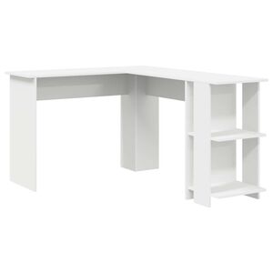 vidaXL H&ouml;rnskrivbord Vit Konstruerat tr&auml; 140 x 113,5 x 75 cm