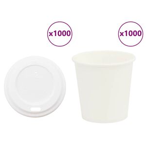 vidaXL Kaffekoppar i papper med lock 1000 st 4oz 100ml