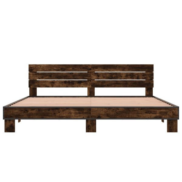 vidaXL S&auml;ngram r&ouml;kf&auml;rgad ek 180x200 cm konstruerat tr&auml; och metall