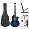 vidaXL Gitarr western 12 delar med EQ-pedal och 6 str&auml;ngar bl&aring;