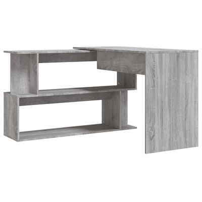 vidaXL Hörnskrivbord grå sonoma 200x50x76 cm konstruerat trä