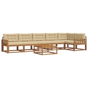 vidaXL Utomhussoffset med kudde 7 pcs Naturlig och Beige