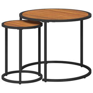vidaXL Kaffebordsset 2 pcs Naturlig och svart 55 x 55 x 45 cm