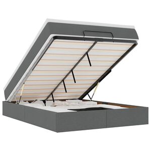 vidaXL Ottoman s&auml;ngram med madrass m&ouml;rkgr&aring; 140x190 cm tyg