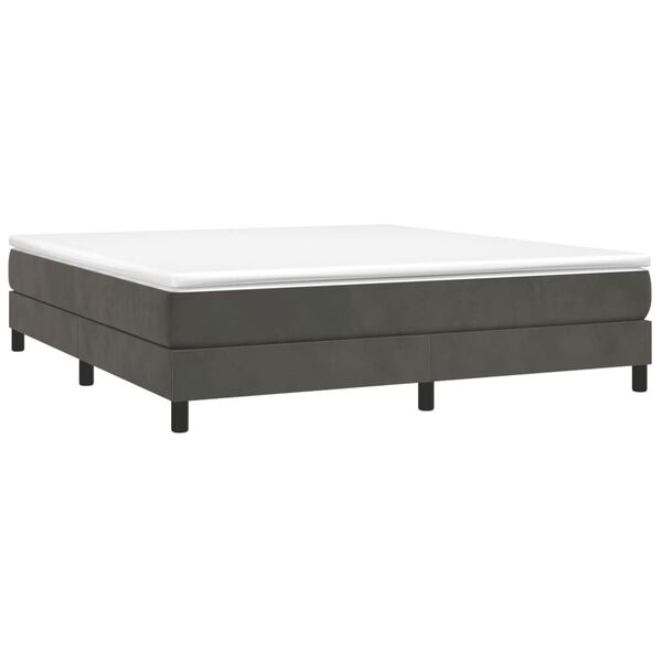 vidaXL Boxspring-s&auml;ngram m&ouml;rkgr&aring; 160x200 cm sammet