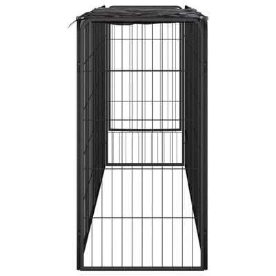 vidaXL Hundbur 10 paneler svart 50x100 cm pulverlackerat stål