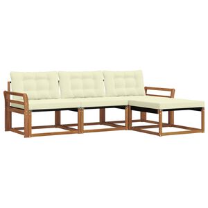 vidaXL Utomhussoffset med kudde 4 pcs Naturlig och Gr&auml;dde
