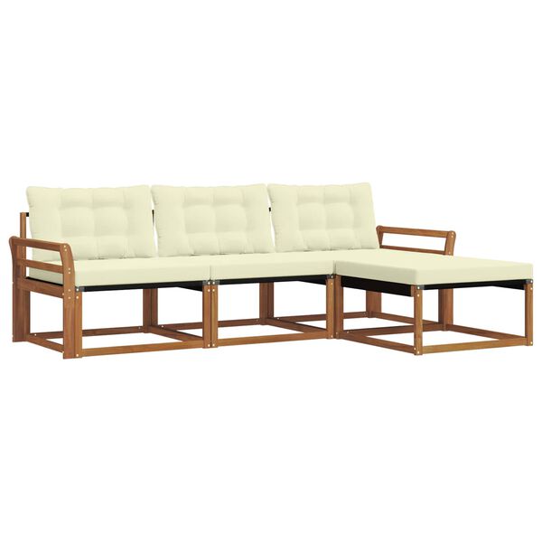 vidaXL Utomhussoffset med kudde 4 pcs Naturlig och Gr&auml;dde