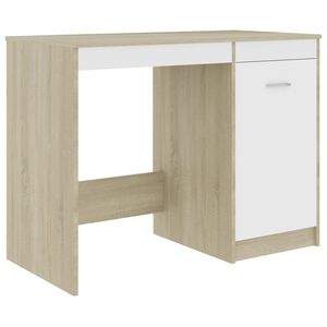 vidaXL Skrivbord vit och sonoma-ek 100x50x76 cm konstruerat tr&auml;