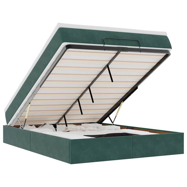 vidaXL Ottoman s&auml;ngram med madrass m&ouml;rkgr&ouml;n 140x200 cm sammet