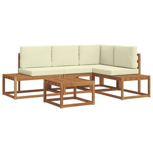 vidaXL Utomhussoffset med kudde 5 Stycke Naturlig och Gr&auml;dde