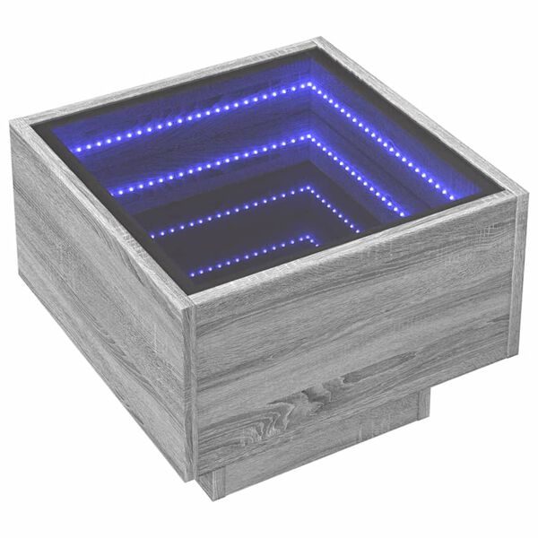 vidaXL Sängbord med Infinity LEDs grå sonoma 40x40x30 cm