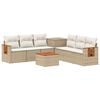 vidaXL Soffset 8 st Beige och kr&auml;mvit Poly Rattan och st&aring;l