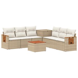 vidaXL Soffset 8 st Beige och kr&auml;mvit Poly Rattan och st&aring;l