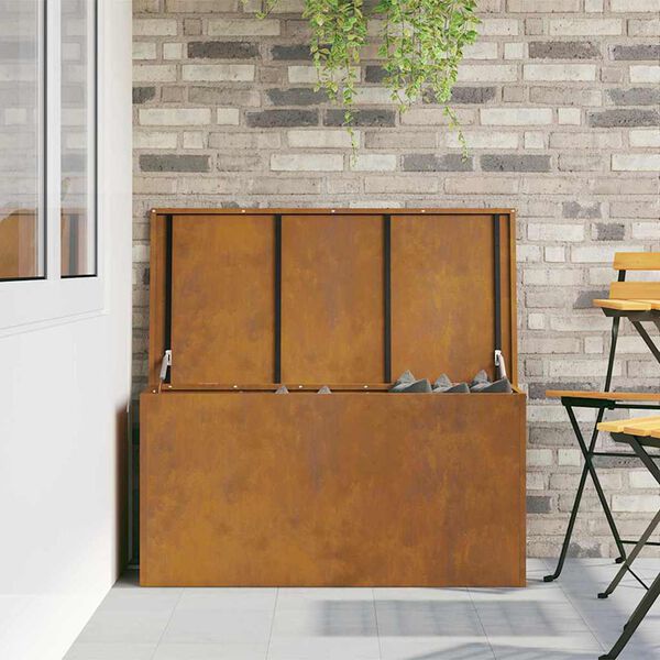 vidaXL Utomhusf&ouml;rvaringsl&aring;da Rostig 100 x 50,5 x 50 cm St&aring;l