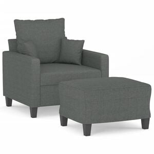 vidaXL F&aring;t&ouml;lj med fotpall m&ouml;rkgr&aring; 60 cm tyg