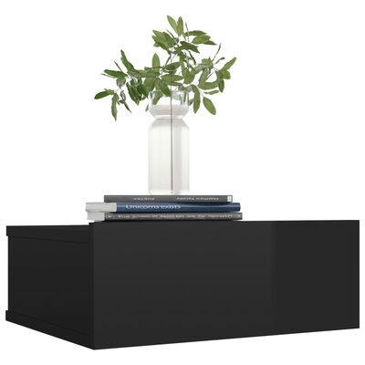 vidaXL Svävande sängbord svart högglans 40x30x15 cm konstruerat trä