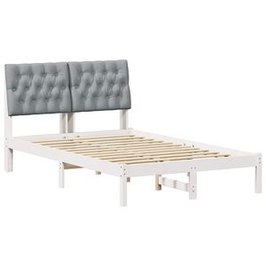 vidaXL S&auml;ngram med Kl&auml;dd Huvudgavel Vit 120 x 200 cm Massiv furu