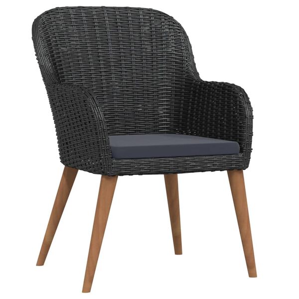 vidaXL Matgrupp för trädgården med dynor 3 delar svart