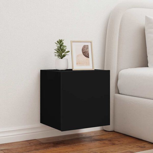 vidaXL V&auml;ggmonterad tv-b&auml;nk LED svart 40,5x35x40 cm