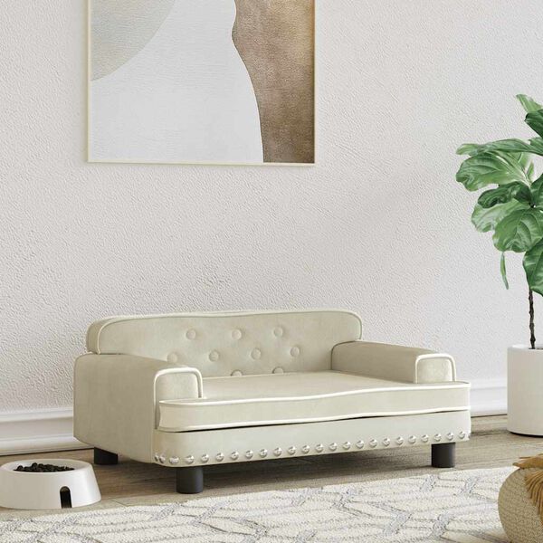 vidaXL Hundbädd gräddvit 70x45x30 cm sammet