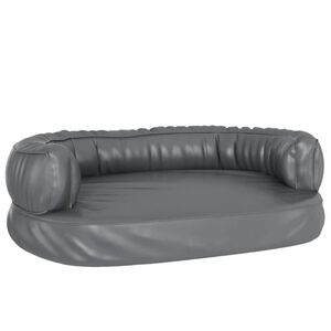 vidaXL Ergonomisk hundb&auml;dd gr&aring; 60x42 cm konstl&auml;der