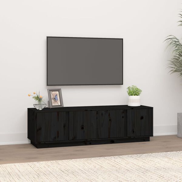 vidaXL Tv-b&auml;nk svart 156x37x45 cm massiv furu