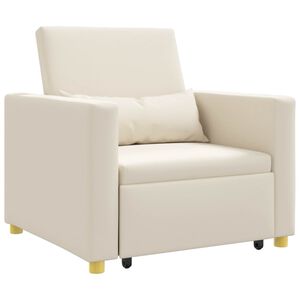 vidaXL Utdragbar soffbed enkel med hjul Kr&auml;mvit 90 x 165 x 87 cm tyg