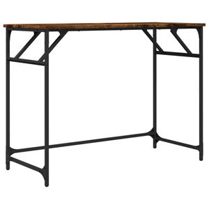 vidaXL Skrivbord r&ouml;kf&auml;rgad ek 100x45x76 cm tr&auml; pulverlackerat st&aring;l