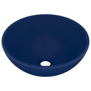 vidaXL Lyxigt runt handfat matt m&ouml;rkbl&aring; 32,5x14 cm keramik