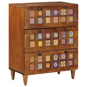 vidaXL Sideboard Valn&ouml;t 60 x 33,5 x 75 cm Massivt mangotr&auml;