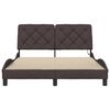 vidaXL Bed Frame with LED without Mattress Dark Brown 140x190 cm Fabric