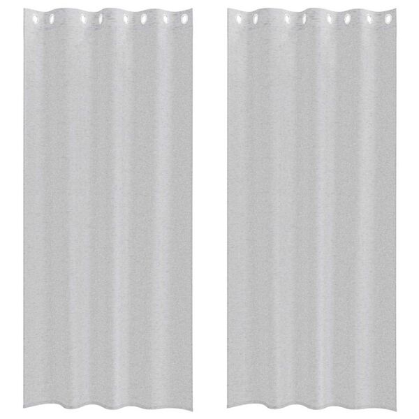 vidaXL Voile Gardin med gardiner 2 pcs Ljusgr&aring; 245 x 140 cm Polyester