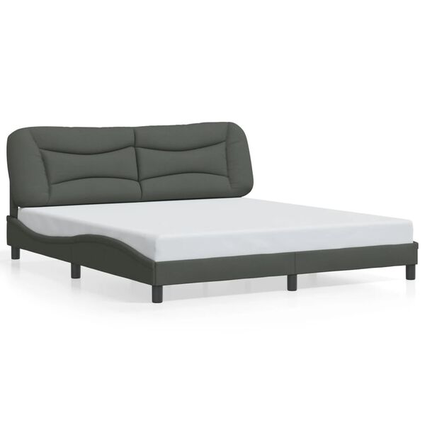 vidaXL Bed Frame without Mattress "Hvar" Dark Grey 180x200 cm Fabric