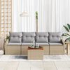 vidaXL Trädgårdsoffset med kudde 5 pcs Beige Poly rattan