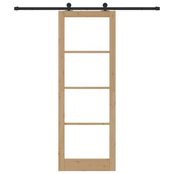 vidaXL Skjutdörr ORKDAL Naturfärg 83 x 232 cm Massivt tallträ och glas