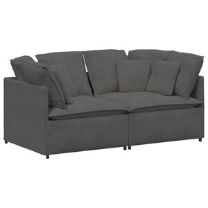 vidaXL Modulsoffa med dynor manchestertyg m&ouml;rkgr&aring;