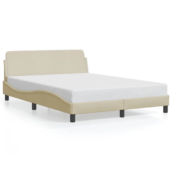 vidaXL Bed Frame "Dover" Cream 140x190 cm Fabric