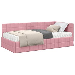 vidaXL H&ouml;rn S&auml;ngram med Madrass 2 st Rosa 90 x 190 cm Sammet