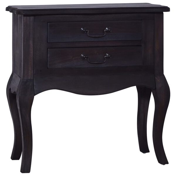 vidaXL Sidobord med l&aring;dor svart 60x30x60 cm massiv mahogny