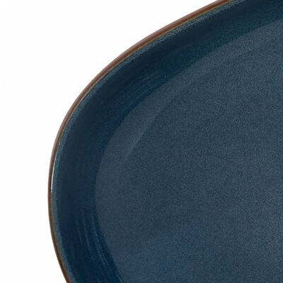 vidaXL Handfat brun och blå oval 59x40x14 cm keramik