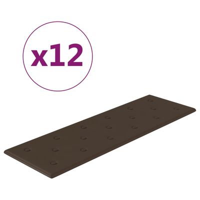 vidaXL Väggpaneler 12 st brun 90x30 cm konstläder 3,24 m²