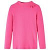 T-shirt med l&aring;nga &auml;rmar f&ouml;r barn ribbstickad stark rosa 92