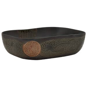 vidaXL Handfat svart rektangul&auml;r 48x37,5x13,5 cm keramik