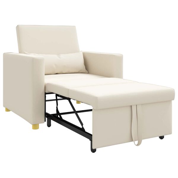 vidaXL Utdragbar soffbed enkel med hjul Kr&auml;mvit 90 x 165 x 87 cm tyg