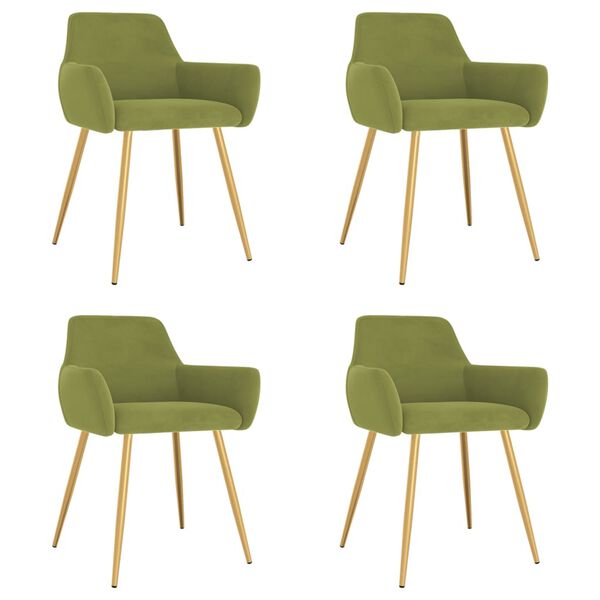 vidaXL Matstolar 4 st ljusgr&ouml;n sammet