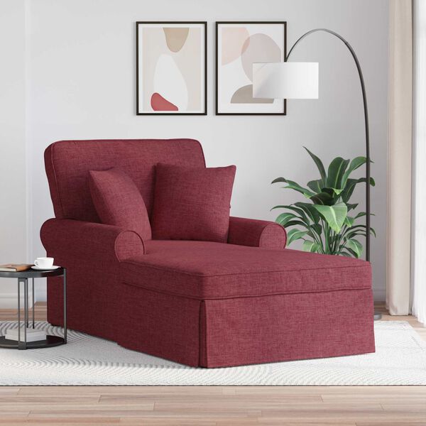 vidaXL Chaise Lounge med Kjol med kudde Vinr&ouml;d 91 x 157 x 91 cm tyg