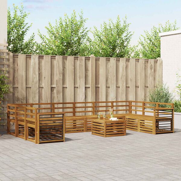 vidaXL Soffgrupper 11 pcs Naturf&auml;rg Massivt Akaciatr&auml;