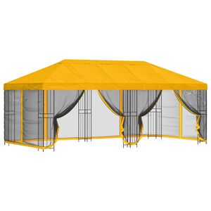 vidaXL Paviljong med v&auml;ggar 6 x 3 m Gul Polyester och St&aring;l 190
