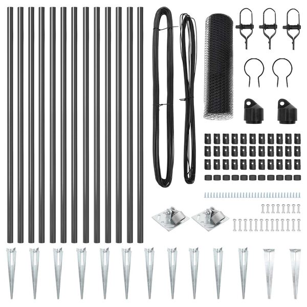 vidaXL St&auml;ngselstolpe Gr&aring; 25 x 0,4 m (13 mm n&auml;t) St&aring;l och PVC
